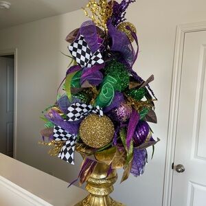 Mardi Gras Purple and Green Decorative Centerpiece Arrangement 32” tall